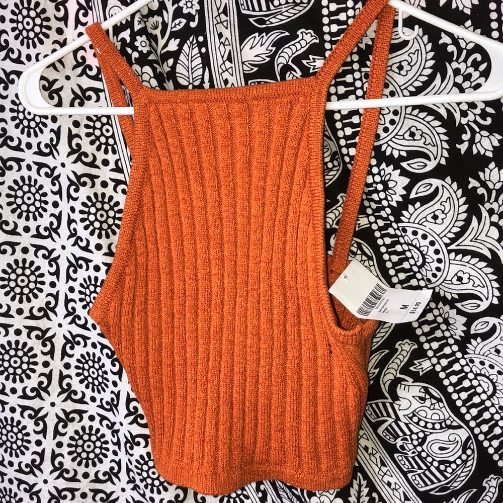 ORANGE KNIT HALTER